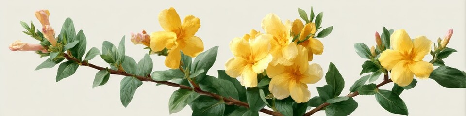 Obraz premium Delicate Yellow Flowers on a Branch