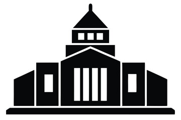 Fototapeta premium Simplified black and white illustration of a courthouse building architectural design