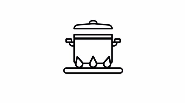 Large stock pot line icon for boiling and stew preparation animation