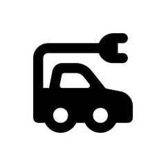 Black silhouette of a car with a wrench above it indicating auto repair or car maintenance service icon