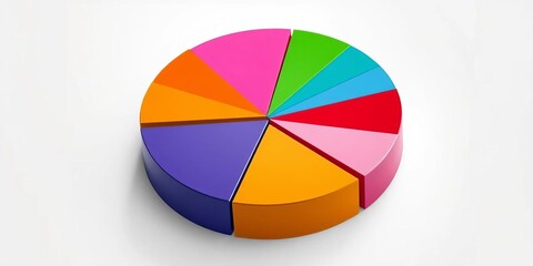 Fototapeta premium A pie chart graphically represents a diversified investment portfolio, percentage, pie chart