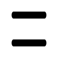 Illustration of a black equals sign with rounded ends centered on a white background in a simple style