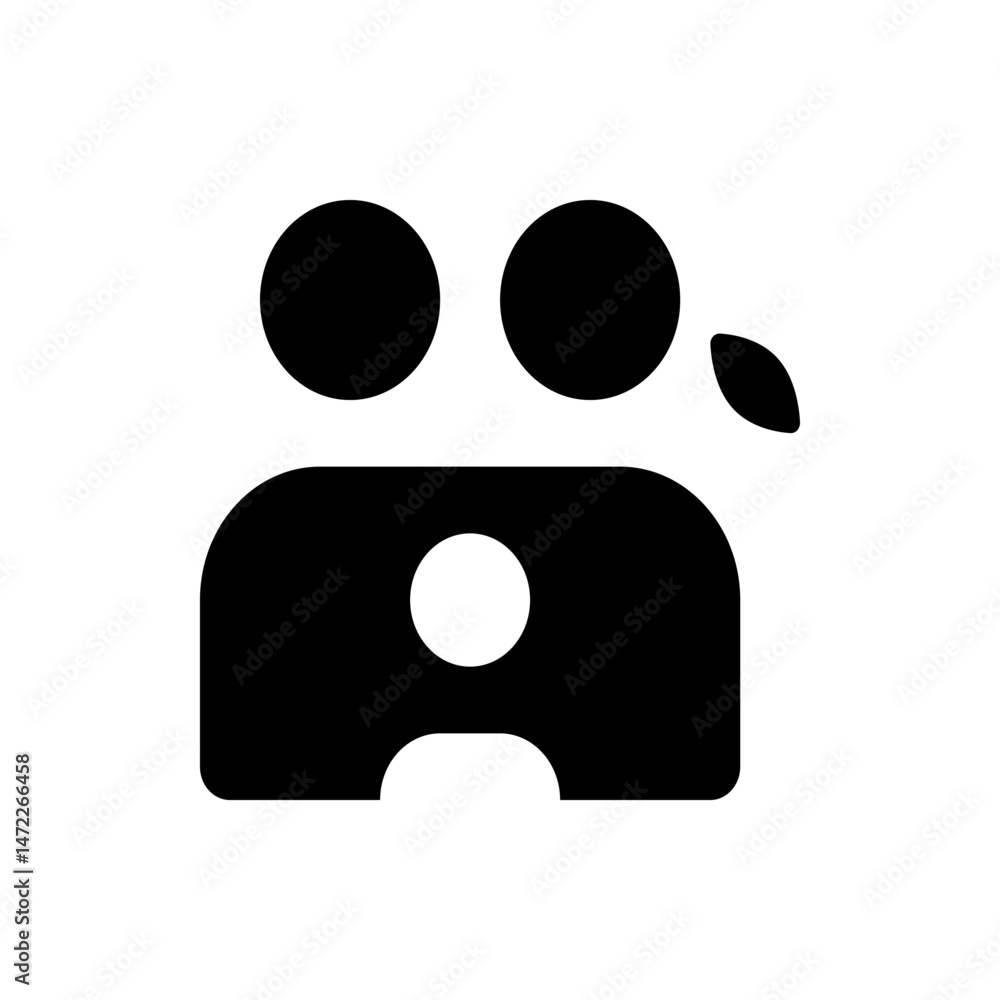 Poster illustration of a stylized animal face with circles and rounded rectangular shapes in black and whit