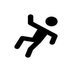 Illustration of a stylized stick figure falling or tripping with arms and legs askew on a white background