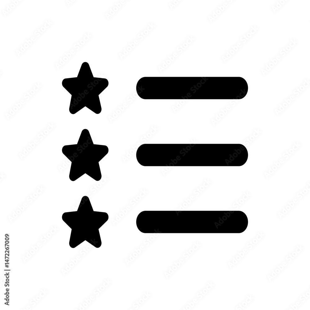 Poster three stars aligned vertically next to three horizontal rounded bars in a simple black and white des