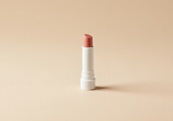 Minimalist Nude-Toned Lip Balm Stick on Soft Beige Background Skincare Product Photography