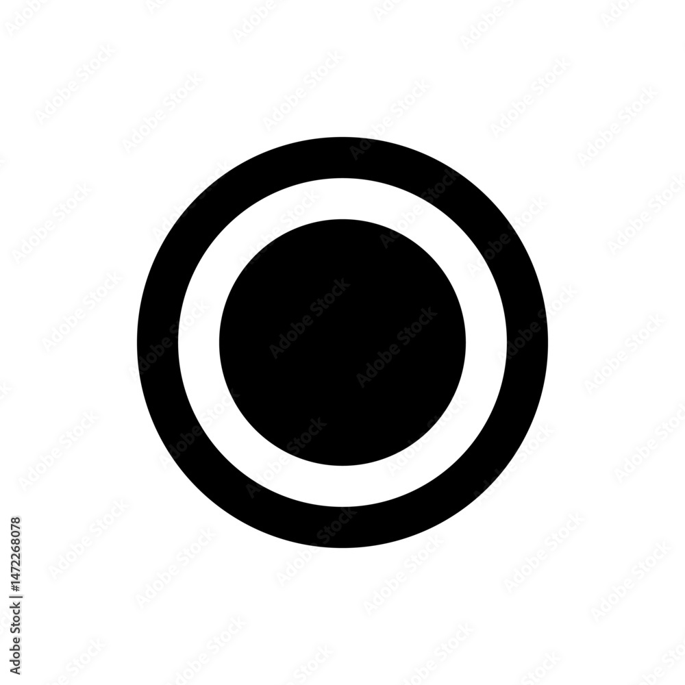 Poster a black circle within a white circle within a black circle creating a layered circular design elemen