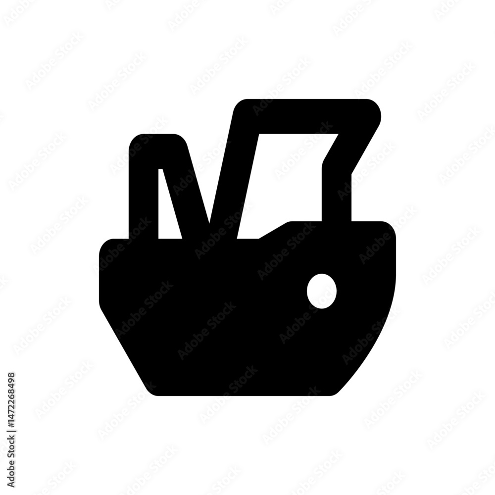 Poster a black silhouette of a container with two handles and a white circle on the side appearing simple