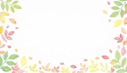 Fototapeta premium Autumn leaves falling nature scene watercolor artwork bright colors tranquil environment artistic viewpoint