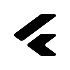 Black geometric shapes consisting of a slanted rectangle and an arrow on a white background image design