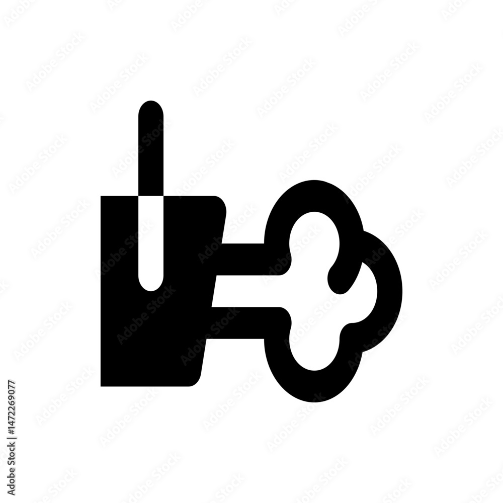 Poster illustration of a black skeleton key with a clover shaped head and a rectangular handle design eleme
