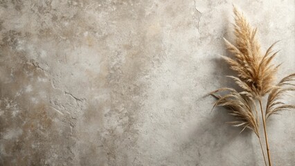 Rustic Beige Textured Background with Dried Pampas Grass