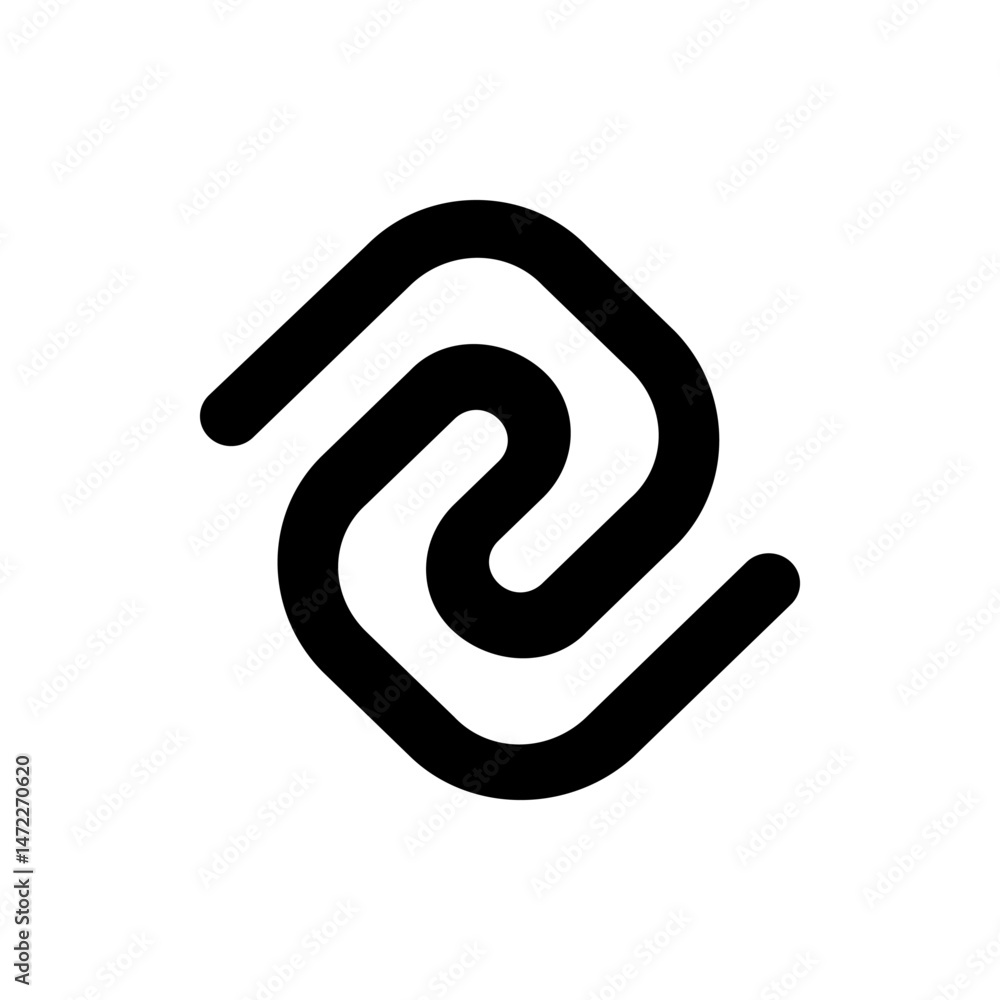 Poster abstract black and white rounded square shape with a swirling pattern in the center symmetrical desi