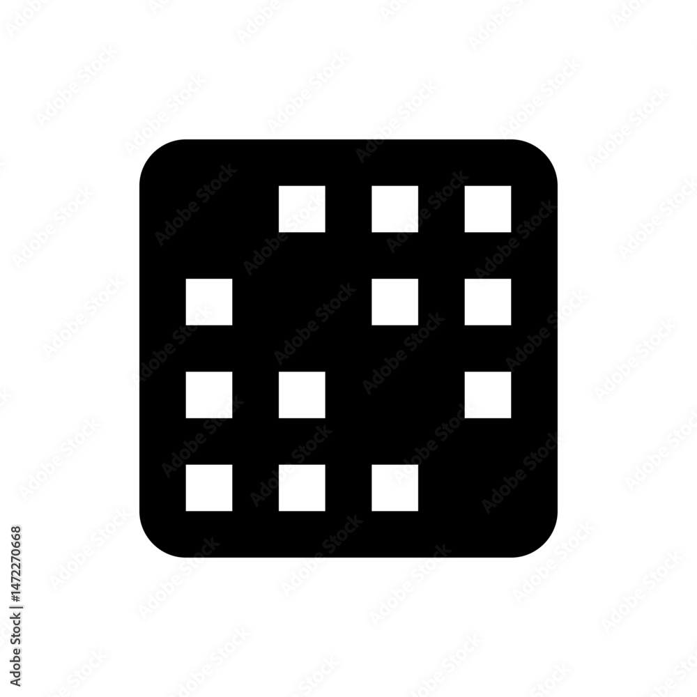 Poster black square grid with rounded corners and white squares arranged in a matrix pattern design element