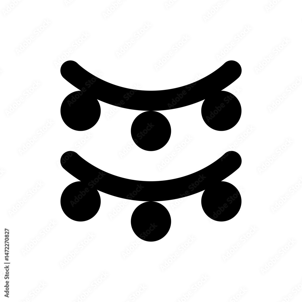 Poster black curved lines with three circles each arranged symmetrically on a white isolated background vie