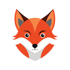 Vector illustration of a cute cartoon fox head in a flat minimalist style