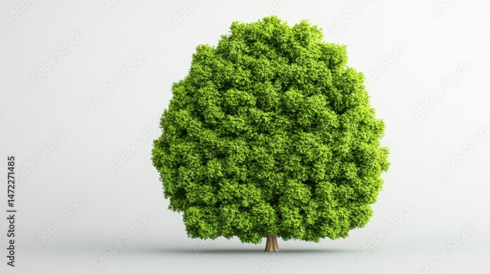 Poster an isolated green tree with lush foliage stands against a simple white background in a studio settin