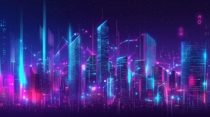 Fototapeta premium Neon Cyberpunk Cityscape Night