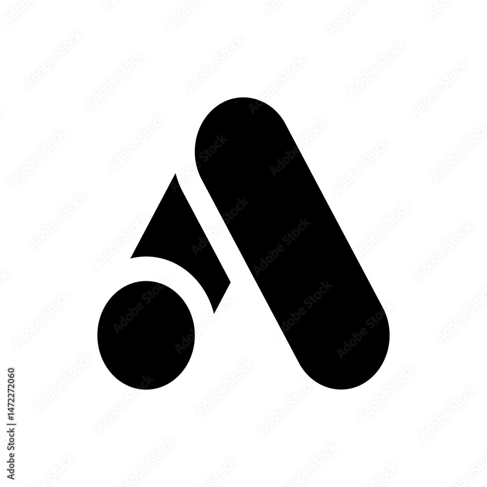 Aufkleber abstract black shapes forming a stylized letter a with a circle triangle and rounded rectangle shape