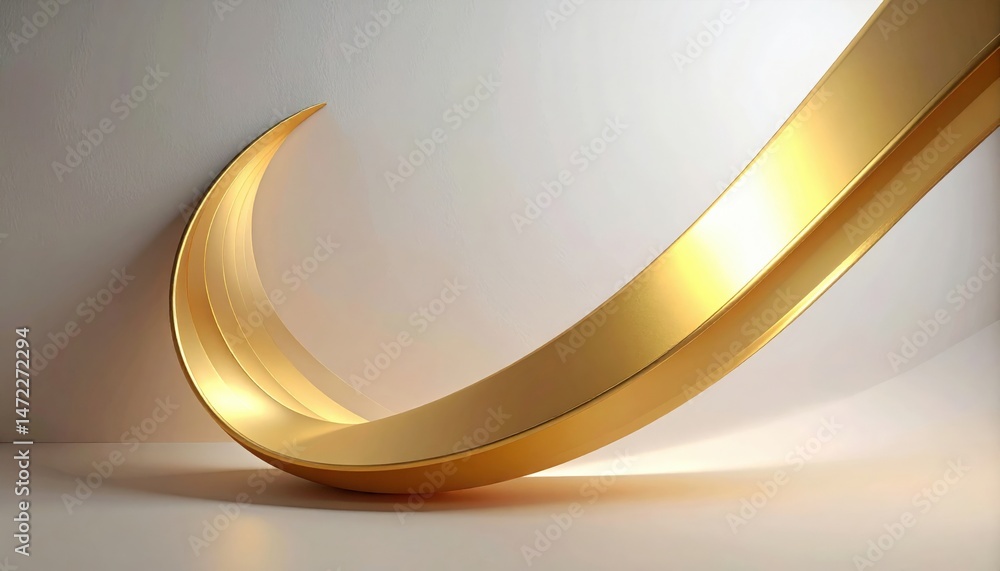 Poster dynamic golden curve design modern art gallery visual artwork minimalist environment close-up perspe