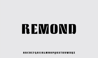 Remond Font: A modern and elegant typography with all alphabet. the black letters stand out boldly against a soft gray background, creating a visually striking and memorable aesthetic. 