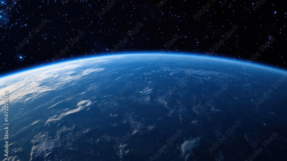 Aufkleber stunning view of earth from space, showcasing a vibrant blue planet with swirling clouds and a backd