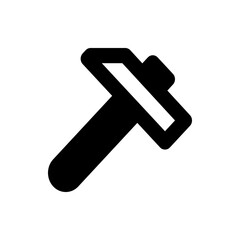 Illustration of a black hammer with a white striking face and a black handle on a white background