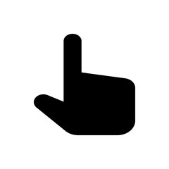 Black hand pointing upwards with index finger extended on a white background in simple vector style