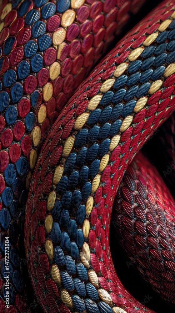 Poster colorful snake scales intertwine in a vibrant display showcasing intricate patterns and textures of 