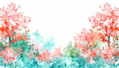 Vibrant autumn leaves natural landscape watercolor painting serene environment artistic viewpoint seasonal beauty