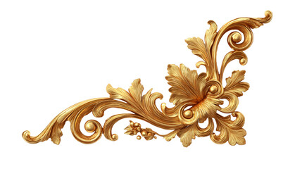 [Transparent Background PNG]Ornate Gold Decorative Corner Design