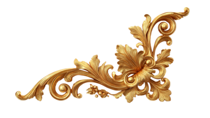[Transparent Background PNG]Ornate Gold Decorative Corner Design