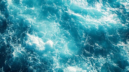 Blue Ocean Water with Whitecaps and Foam Texture