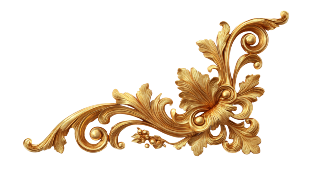 [Transparent Background PNG]Ornate Gold Decorative Corner Design