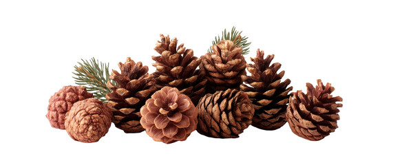[Transparent Background PNG]Collection of Dried Pine Cones