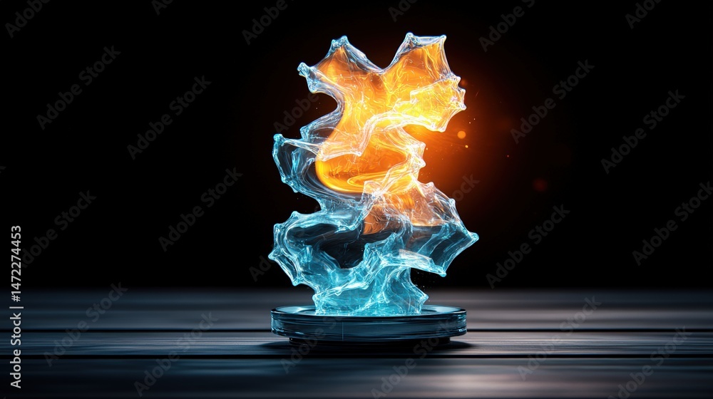 Aufkleber abstract rende shows contrasting elements of fire and ice forming a unique digital presentation.