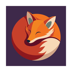 Obraz premium Sleeping orange fox vector illustration with stylized artistic design and colorful background