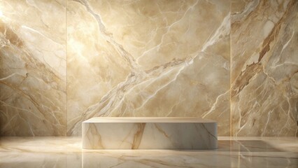 Elegant Marble Platform Against a Warm Veined Wall