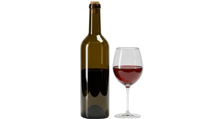 Isolated Wine Bottle and Glass