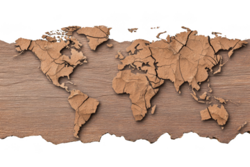 World map illustration with intricate line patterns and a textured design. Png, Transparent background.