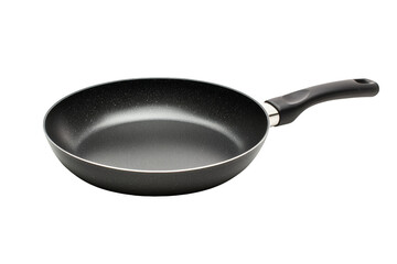 Non-stick frying pan with a speckled surface and a comfortable handle. Png, Transparent background.