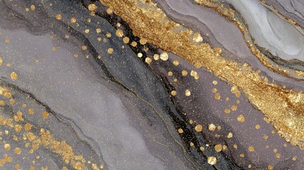 Obraz premium Delicate Gold Flakes on Stone Texture Background with Grey Waves