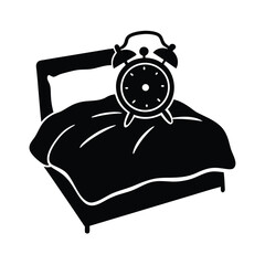 Alarm Clock Bed Vector Illustration