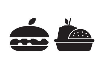 Fast Food Icon Set Burger and Takeout Meal Silhouette Clipart