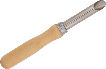 Clay loop tool with oval wire tip and wooden handle