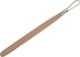 Rounded loop clay tool with wire tip and wooden handle