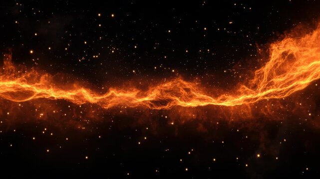 Fiery Cosmic Nebula with Twinkling Stars