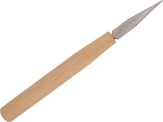 Pointed carving knife with wooden handle for fine clay work