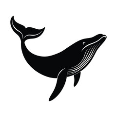 Whale Breaching Vector Silhouette