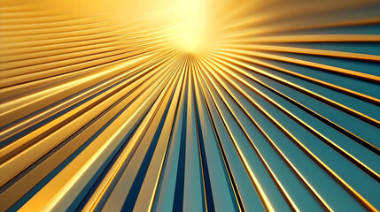 Obraz premium Radiant Golden Rays Creating Dynamic Perspectives in Digital Art